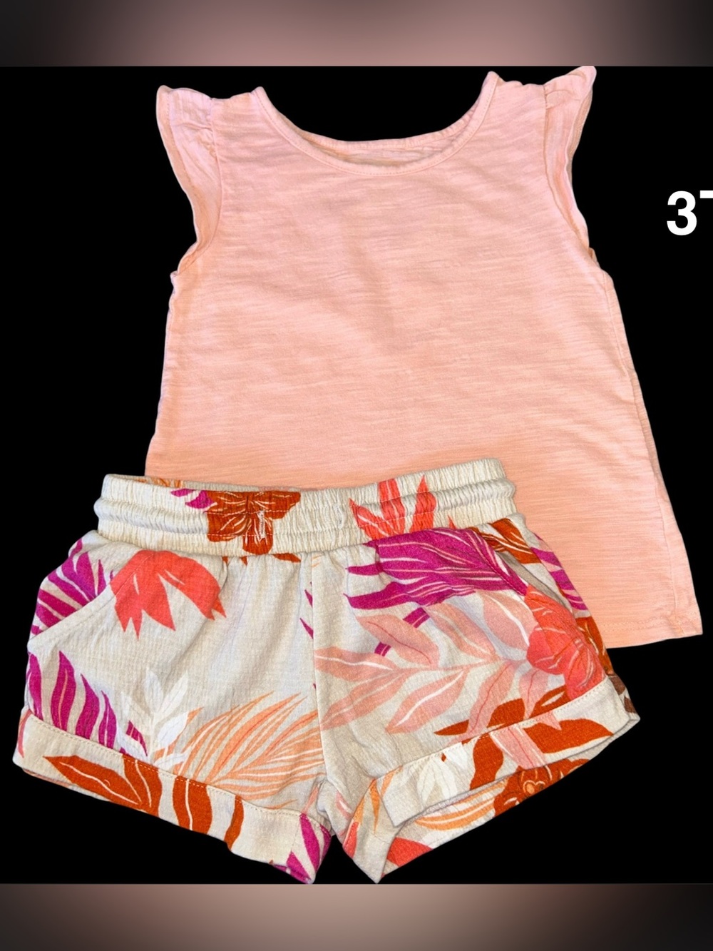 jumping beans Pink Tank Top and Tropical-Print Shorts outfit size 3T